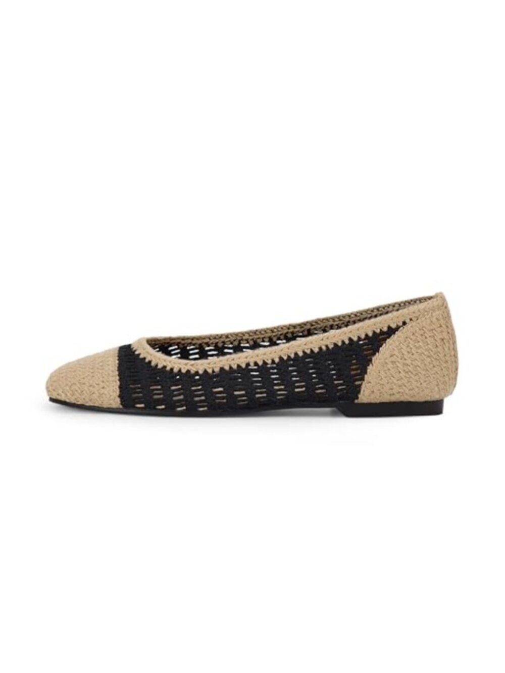 Raffia Ballet Flats Mesh Mary Jane Ballerina Espadrilles Round Toe Pull On